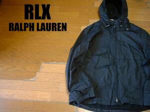 RLX by RALPH LAURENフーデッドウォームアップジャケットXLナイロンxフリースLL正規ラルフローレン黒アールエルエックスマウンテンパーカー