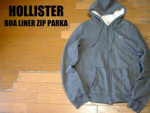 HOLLISTERボアライナースウェットジップパーカーLグレー正規ホリスターボアジャンフーディジャケットWOLF JAW JACKET