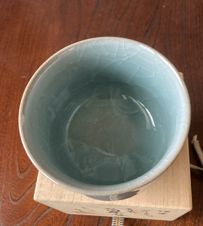 抹茶碗 伊万里焼 郊壇官窯意 青瓷筒茶 大川内山 小笠原長春 938 抹茶碗 伊万里焼 郊壇官窯意 青瓷筒茶 大川内山 小笠原長春 938