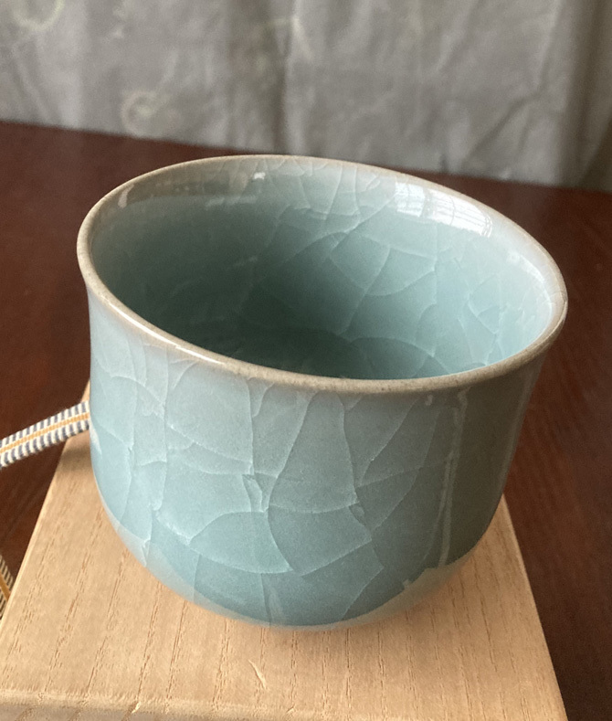 抹茶碗 伊万里焼 郊壇官窯意 青瓷筒茶 大川内山 小笠原長春 938 抹茶碗 伊万里焼 郊壇官窯意 青瓷筒茶 大川内山 小笠原長春 938