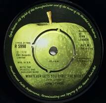 【英7】 JOHN LENNON ジョン・レノン WHATEVER GETS YOU THRU THE NIGHT / BEEF JERKY 1974 UK盤 7インチレコード EP 45 マト1U GT / 1U GM_画像4