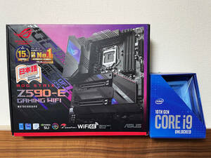 【中古美品】Intel Core i9 10900K BOX + ASUS ROG STRIX Z590-E GAMING WIFI★インテル CPU+マザーボードセット