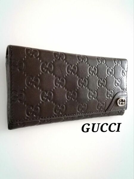 GUCCI　グッチ　シマ　インターロッキング　レザー　長財布