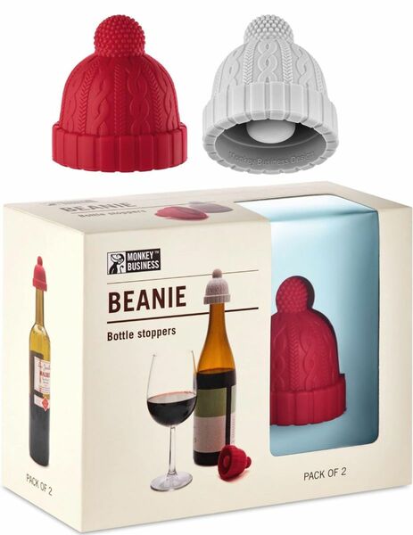【BEANIE】ワイン ストッパー 2個 ベージュ グレー ボトルキャップ