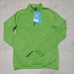 未使用★Odlo Midlayer 1/2 Zip Cima Tosa オドロ ハーフジップ 長袖シャツ メンズLサイズ グリーン ミッドレイヤー裏起毛 冬山 登山 