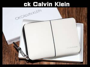 送料無料 特価即決【未使用】 ck Calvin Klein ★ センター 牛革 二つ折り財布 ★ CK カルバンクライン 税込定価1万9800円 品番821614