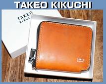 送料無料 特価即決【未使用】 TAKEO KIKUCHI ★ 牛革 ラウンドファスナー型 二つ折り財布 マルゴ ★ タケオキクチ 780603 定価1万4300円 ②_画像1