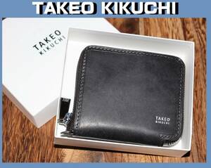 送料無料 特価即決【未使用】 TAKEO KIKUCHI ★ 牛革 ラウンドファスナー型 二つ折り財布 マルゴ ★ タケオキクチ 780603 定価1万4300円 ②