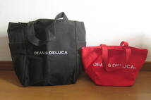 バッグ2個セット DEAN & DELUCA ディーンアンドデルーカ かばん トートバッグ 赤 黒 O2312D_画像1