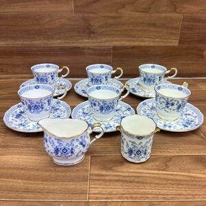 ■ C-977 NARUMI ナルミ BONE CHINA ボーンチャイナ ミラノ コーヒーカップ カップ&ソーサー 6客 シューガー入れ クリーマー セット 現状品