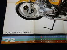 【1972年】カワサキ 750SS マッハⅢ ポスター / カレンダー / 月刊 モーターサイクリスト 1972年 12月号 付録_画像6