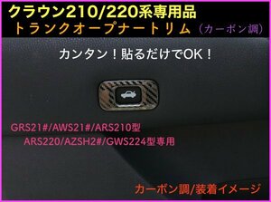 CROWN クラウン21系 22系適合★トランクオープナートリム1p☆カーボン調◇マジェスタ/アスリート/GWS204 AWS ARS210 RS220 AZSH2# GWS224