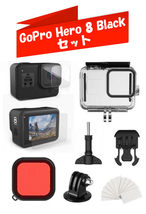 Z55【送料無料】GoPro hero8black専用 ハウジングケース セット 保護ケース 赤いフェルタ 保護フィルム 曇り防止シート_画像1