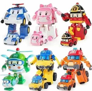 新品大人気アニメ　ロボカーポリー6台セット　変身変形ロボット　ミニカー 箱なし