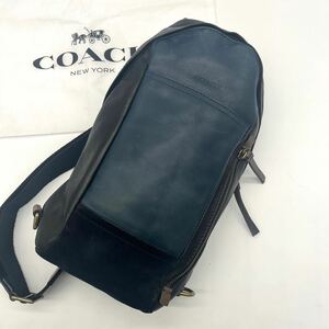 1円【未使用級】COACH コーチ ブリーカー メンズ ボディバッグ ショルダーバッグ レザー カラーブロック スリングバッグ 70796 ブルー系