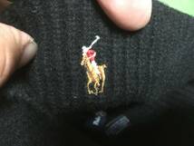 2312ポロ ラルフローレンPOLO RalphLaurenポロ刺繍メリノウールWOOLニットCAPキャップ帽子ワッチBLACKブラック黒_画像4