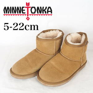 EB4236*MINNETONKA*ミネトンカ*レディースショートムートンブーツ*5-22cm*キャメル