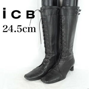 EB4316*ICB*アイシービー*レディースロングブーツ*24.5cm*黒