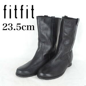 EB4327*fitfit*フィットフィット*レディースショートブーツ*23.5cm*黒