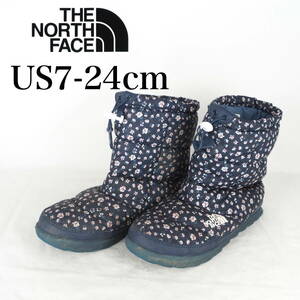 EB4398*THE NORTH FACE*ノースフェイス*レディーススノーブーツ*US7-24cm*ネイビー・花柄