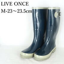 EB4409*LIVE ONCE*レディースレインシューズ*M-23〜23.5cm*ネイビー_画像1