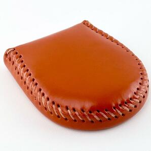 本革コインケース 小銭入れ 完全手作り 手縫い コンパクト オレンジ 極小 ミニ財布 コインケース 高級感 上品 上質の画像7