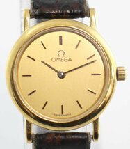 ◆ 1000円スタート 稼働品 OMEGA / オメガ Ref. 595 0097 Cal. ETA 281 002 De Ville デヴィル デビル QZ ゴールド文字盤 142193_画像1