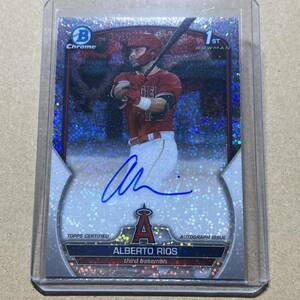 Alberto Rios 1st Sparkle Refractor Auto /71 Parallel 2023 Bowman Draft Baseball Chrome Topps MLB Autograph 直筆サイン