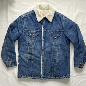 希少 ロング丈 70sビンテージ LEVIS 71605 デニム ボア ジャケット 4ポケット USA製 Gジャン オリジナル リーバイス LEVI'S 70年代 古着