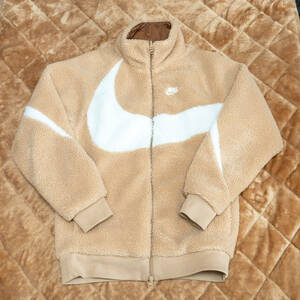 美品 NIKE ナイキ M VW SWSH FULL ZIP JKT ボアジャケット アウター BQ6546 200HEMP/WHITE ベージュ×ホワイト XS