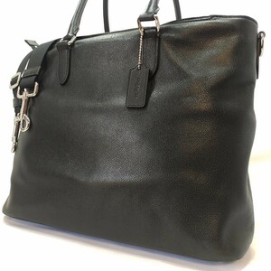 【美品】コーチ COACH トートバッグ ビジネスバッグ 2way ショルダーバッグ メンズ レザー 本革 A4可 ノートPC可 大容量 黒色 ブラック