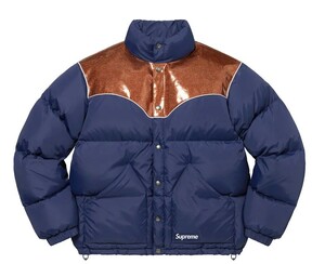 Supreme シュプリーム Glitter Yoke Down Puffer Jacket 2022fw L サイズ 紺 Navy 新品 正規品 未使用 Box Logo ダウン ジャケット 