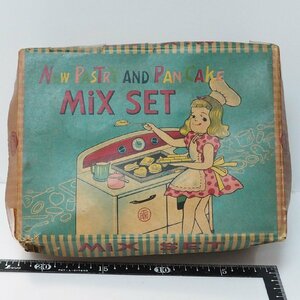 AK[NEW PASTRY AND PAN CAKE MiX SET kitchen articles set ] tin plate made playing house toy TIN TOY Showa Retro [ box attaching ]0788