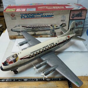  Tommy [VISCOUNT PLANE WITH RAMP SAS ska nji navi a aviation passenger plane airplane electric operation defect ] plastic one part tin plate use #TOMY[ box attaching ]0809