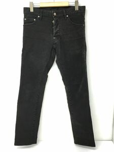 K12-174-1218-134【中古】Dsquared2(ディースクエアード) スキニーパンツ ブラック ボタンフライ サイズ44 ※スレ・裾折り上げ跡有