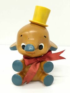 K12-253-1226-059●【中古/現状品】佐藤製薬 サトちゃん シルクハット(黄) ソフビ人形 フィギュア 昭和レトロ 全高：約19cm ※イタミ有