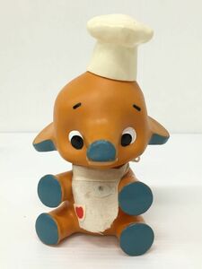 K12-252-1226-059●【中古/現状品】佐藤製薬 サトちゃん コック帽 ソフビ人形 フィギュア 昭和レトロ 全高：約18.5cm ※イタミ有