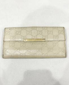 ITALY製 GUCCI GG柄 グッチシマ 長財布 ウォレット Wホック 総柄 レザー ベージュ 112715 0416 グッチ■1211U⑤