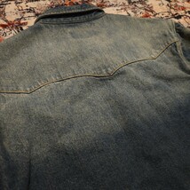 【名作】 RRL Distressed Denim Western Shirt 【M】 ディストレスト デニム ウエスタン シャツ シルバーコンチョ 肉厚 藍染 Ralph Lauren_画像8