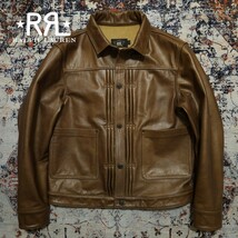 【逸品】 RRL 1st Cowhide Leather Jacket 【M】 カウハイド ジャケット 牛革 レザー バックルバック ライダース 焦げ茶 Ralph Lauren_画像1