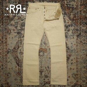【新品】RRL Low Straight Ro Back Jeans 【32×32】 ローストレート ジーンズ デニム USA製 アイボリー レザー Ralph Lauren 超希少