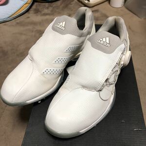  Adidas Golf шиповки прекрасный товар 23..5 белый женский Tour Pro "надеты" модель BOA