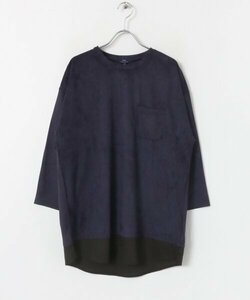 URBAN RESEARCH ITEMS フェイクスエード裾切替7分Tシャツ ネイビーL