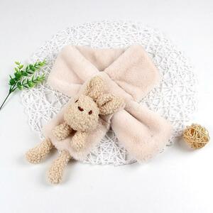  muffler neck warmer Kids child protection against cold fur soft beige 