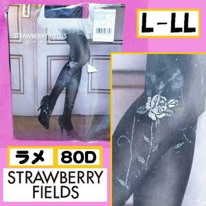 ワケアリ【定価2,520円】匿名★同梱歓迎【ZZ】★strawberry-fields ローズ ラメ ストッキング パンスト L-LL 日本製 ナイガイ 