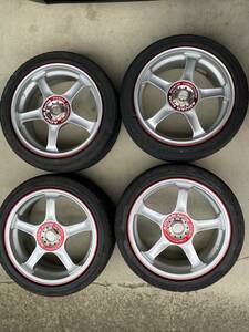 ADVAN RACING TC TOURING COMPETITION アドバン　レーシング　色赤　17×7JJ+48 PCD100-5穴　ハブ径約73mm アルミホイール4本セット