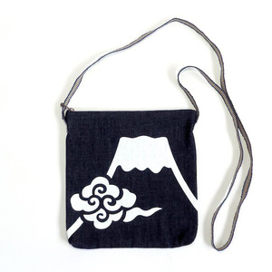  genuine rice field cord Denim shoulder pouch Fuji .. Kurashiki Denim Mt Fuji pattern unused new goods 
