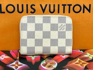 【確実正規品】良品！Louis Vuittonルイヴィトン　ダミエ・アズール　ジッピーコインパース　カード入れ付き小銭入れ