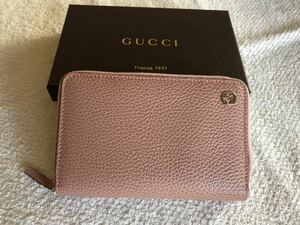 ☆ 新品! グッチ GUCCI レザー 財布 モーヴピンク☆イタリア購入小銭入れあり