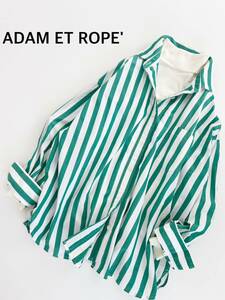 【同梱可】 ADAM ET ROPE' アダムエロペタイプライターオーバーシャツ グリーン×ホワイト ストライプ